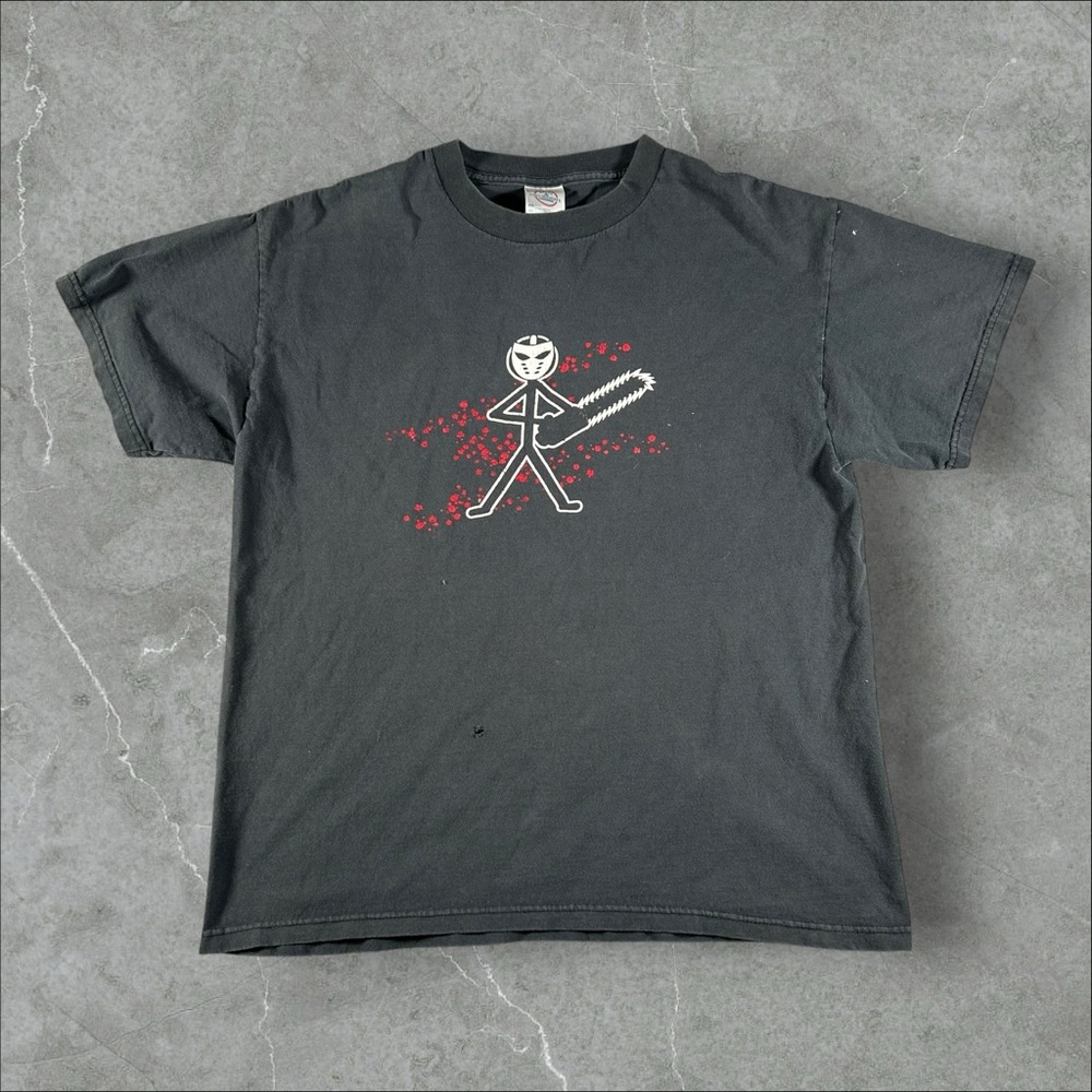 Vintage Friday The 13th Shirt Men Medium Black 90s Y2K Jason Stick Figure Horror